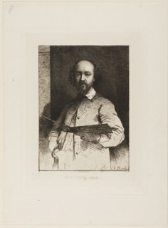 Portrait of Daubigny, 1862, Charles Chaplin, French, 1825-1891, France, Etching on ivory China