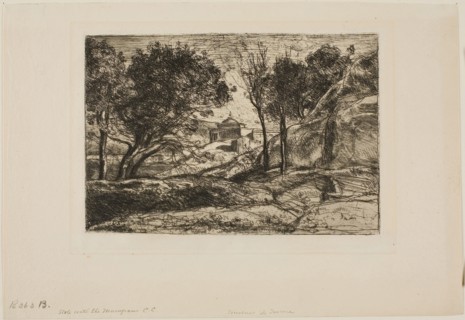 Souvenir of Tuscany, c. 1845, Jean-Baptiste-Camille Corot, French, 1796-1875, France, Etching on