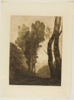 Outskirts of Rome, 1866, Jean-Baptiste-Camille Corot, French, 1796-1875, France, Etching on ivory