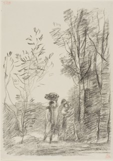 Meeting in the Woods, 1871, Jean-Baptiste-Camille Corot, French, 1796-1875, France, Transfer