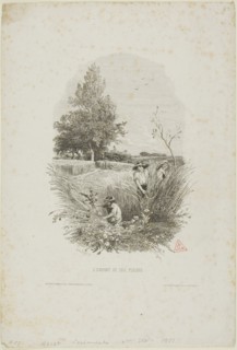 The Child and the Flowers, 1851, Charles François Daubigny, French, 1817-1878, France, Etching on