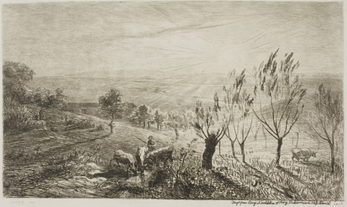 Sunrise, 1850, Charles François Daubigny, French, 1817-1878, France, Etching on ivory wove paper,