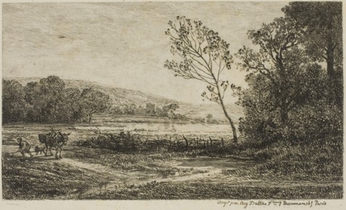 Autumn, 1848, Charles François Daubigny, French, 1817-1878, France, Etching on cream Japanese