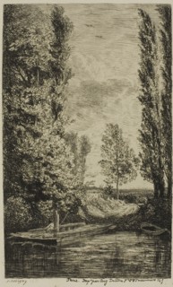 The Ferryboat, 1850, Charles François Daubigny, French, 1817-1878, France, Etching and roulette on