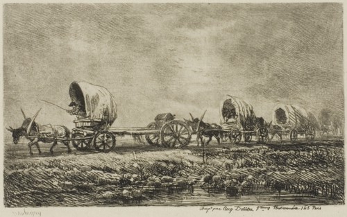 Covered Wagons (Souvenir of the Morvan), 1850, Charles François Daubigny, French, 1817-1878,