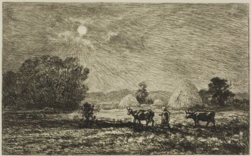 Moonlight at Valmondois, 1877, Charles François Daubigny, French, 1817-1878, France, Etching and