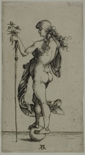 Fortune, c. 1495, Albrecht Dürer, German, 1471-1528, Germany, Engraving in black on ivory laid