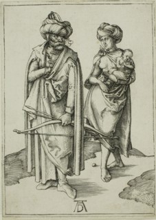 Oriental Family, c. 1496, Albrecht Dürer, German, 1471-1528, Germany, Engraving in black on ivory