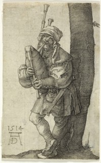 The Bag-Piper, 1514, Albrecht Dürer, German, 1471-1528, Germany, Engraving in black on ivory laid