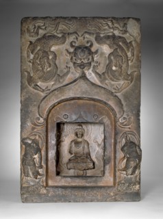 Section of a Buddhist Pagoda, Tang dynasty (A.D. 618–907), dated 724, China, Limestone, 66.0 × 43.2