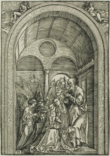 The Holy Family with Two Angels in a Vaulted Hall, c. 1503–04, Albrecht Dürer, German, 1471-1528,