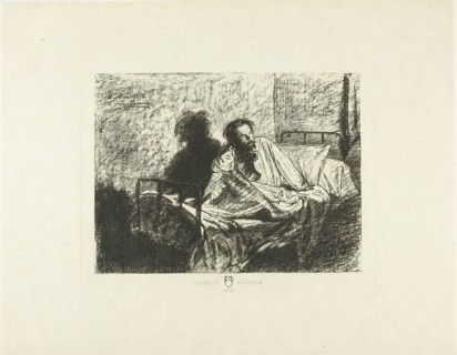 Portrait of Charles Meryon Sitting Up in Bed, 1858, Léopold Flameng, French, born Belgium,