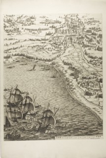 Plate Six from La Siège de la Rochelle, 1631, Jacques Callot (French, 1592-1635), printed by