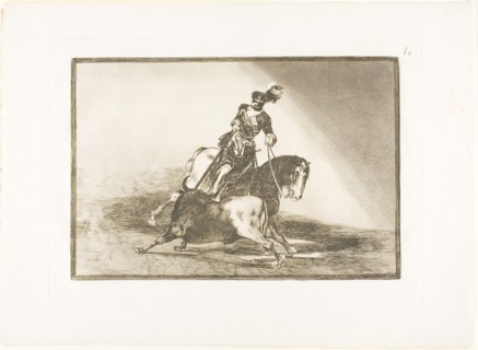 Charles V spearing a bull in the ring at Valladolid, plate ten from The Art of Bullfighting,