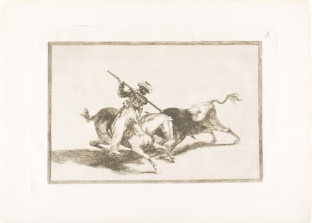 The Spirited Moor Gazul is the First to Spear Bulls According to Rules, plate five from The Art of