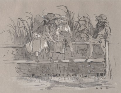 Children Sitting on a Fence, 1874, Winslow Homer, American, 1836-1910, United States, Various