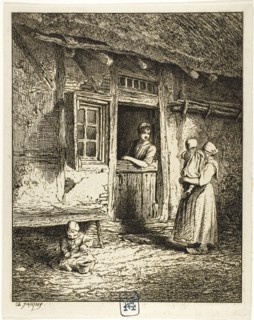 Entrance to a Peasant’s House, 1845, Charles Émile Jacque, French, 1813-1894, France, Etching and