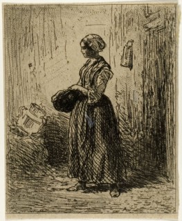 Standing Peasant Woman, 1845, Charles Émile Jacque, French, 1813-1894, France, Etching and roulette