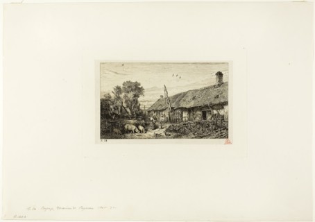 Landscape with Peasant Home, 1845, Charles Émile Jacque, French, 1813-1894, France, Etching and
