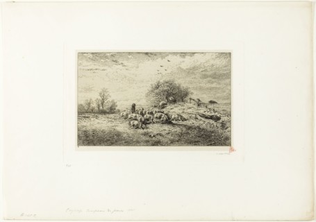 Landscape with Herd of Pigs, 1845, Charles Émile Jacque, French, 1813-1894, France, Etching on