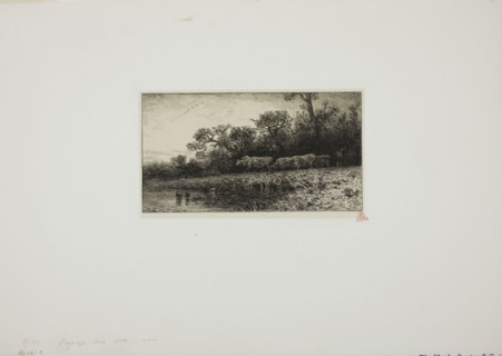 Evening Landscape, 1850, Charles Émile Jacque, French, 1813-1894, France, Etching and roulette on