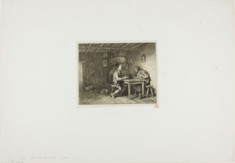 The Card Players, 1850, Charles Émile Jacque, French, 1813-1894, France, Etching, engraving and