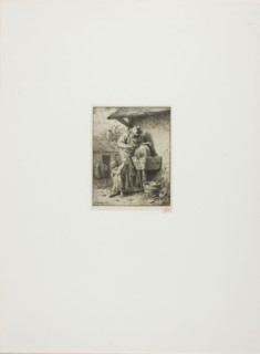 The Knife-Grinder, 1850, Charles Émile Jacque, French, 1813-1894, France, Etching on cream China