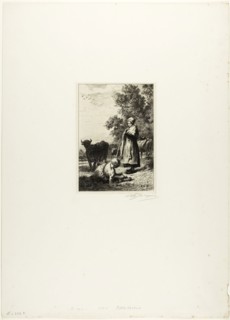 Young Cowherds, c. 1864, Charles Émile Jacque, French, 1813-1894, France, Etching, drypoint and