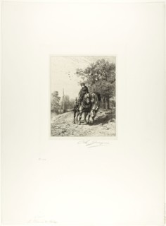 The Towpath, c. 1864, Charles Émile Jacque, French, 1813-1894, France, Etching on light gray China