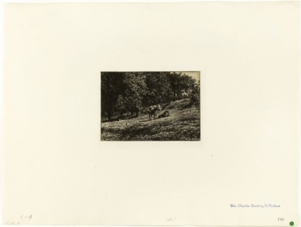 Orchard, c. 1864, Charles Émile Jacque, French, 1813-1894, France, Etching and plate tone on ivory