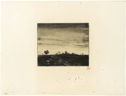 Landscape with Windmills, 1848, Charles Émile Jacque, French, 1813-1894, France, Drypoint and