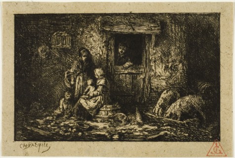 Doorway of a Farmhouse, n.d., Charles Émile Jacque, French, 1813-1894, France, Etching on buff