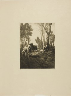 Cowherd, n.d., Charles Émile Jacque, French, 1813-1894, France, Etching, drypoint and roulette on