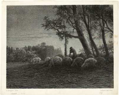 Poetic Twilight, c. 1853, Charles Émile Jacque (French, 1813-1894), printed by Bertauts (French,