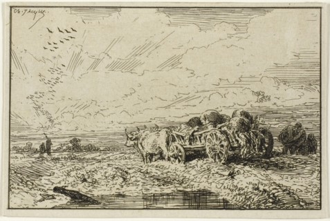 Landscape with Ox-Drawn Wagon, 1846, Charles Émile Jacque, French, 1813-1894, France, Etching on