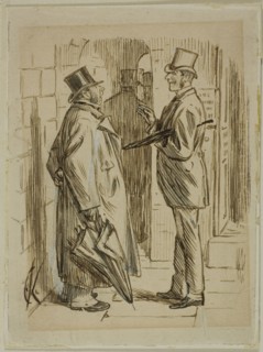 Upon the Mart, 1870/91, Charles Keene, English, 1823-1891, England, Pen and brown ink, with brush