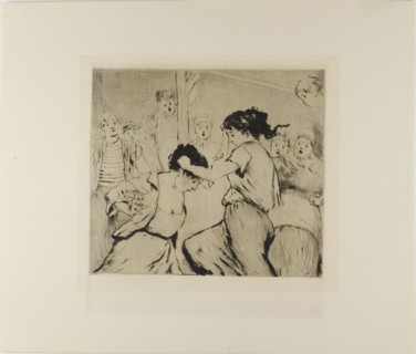 Plate from l’Assommoir (two women fighting, with onlookers), 1878, Gaston La Touche, French,