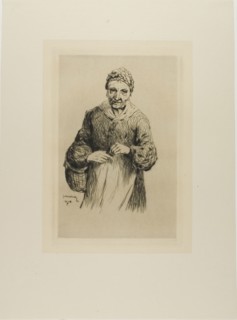 Old Woman with Basket, 1878, Gaston La Touche, French, 1854-1913, France, Drypoint and plate tone
