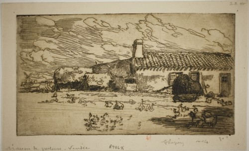 Fisher’s House, St. Jean-de-Mont, 1892, Louis Auguste Lepère, French, 1849-1918, France, Etching