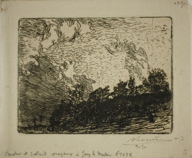 Stormy Sunset, Jouy-le-Moutier, 1893, Louis Auguste Lepère, French, 1849-1918, France, Etching on