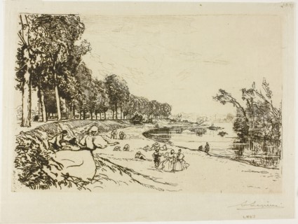 The Way to Billancourt, 1894, Louis Auguste Lepère, French, 1849-1918, France, Etching in warm