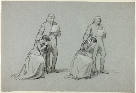 Two Sketches: Father and Daughter, n.d., Henry Stacy Marks, English, 1829-1898, England, Black