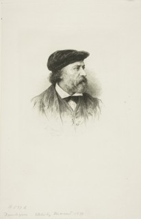Portrait of Daubigny, 1879, Léopold Massard, French, 1812-1889, France, Etching on ivory laid