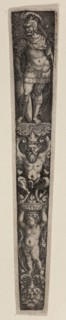 Dagger Sheath with a Warrior, 1528, Master I.B., German, active 1523–30, Germany, Engraving in