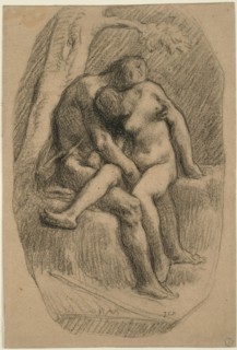 The Lovers, 1846/50, Jean François Millet, French, 1814-1875, France, Black crayon on buff wove