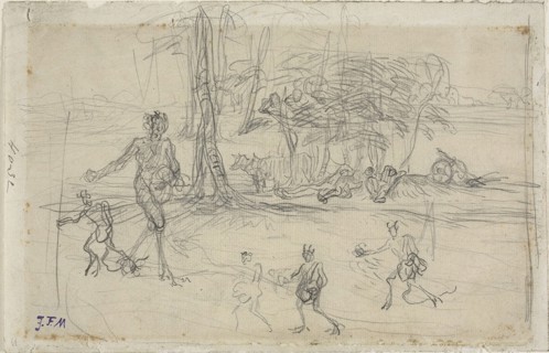 The Devil Sowing, 1848/52, Jean François Millet, French, 1814-1875, France, Graphite on ivory laid