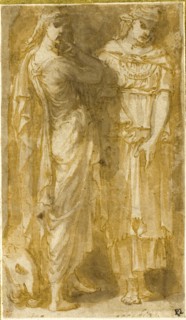 Two Standing Female Allegorical Figures: Anger and Sloth, n.d., Circle of Pirro Ligorio, Italian, c