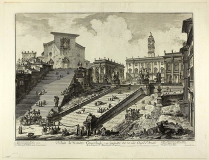 View of the Capitoline Hill with the steps to the Church of S. Maria in Aracoeli, from Views of