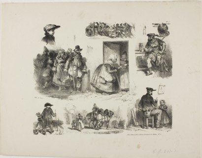 Sheet of Sketches, 1828, Denis Auguste Marie Raffet (French, 1804-1860), published by Chez Gihaut