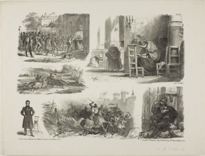 Sheet of Sketches, 1828, Denis Auguste Marie Raffet (French, 1804-1860), printed by François le